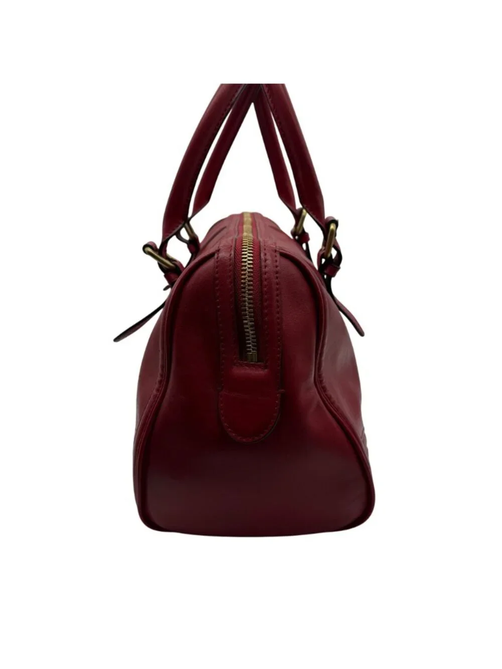 VTG LAMB red leather satchel hand bag Gwen Stefani barrel bag top handle pockets